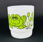 Vtg. Anchor Hocking Fire King Cup Mug  Hildi Frog White w/ Green Frog GUC