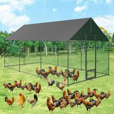L~XXL Heavy Duty Large Metal Walk-in Chicken Coop Run Cage Outdoor Covered