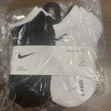 Nike Lightweight No Show Socks Kids 10C-3Y 5-7 Yrs Old White/Black/Grey NWT