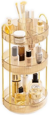 360 Rotating Makeup Organizer for Vanity 3 Tier Lazy Susan Bathroom Countertop