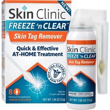 Skin Clinic Cryogenic Skin Tag Removal Kit - 8 Applicators  Tweezers Included