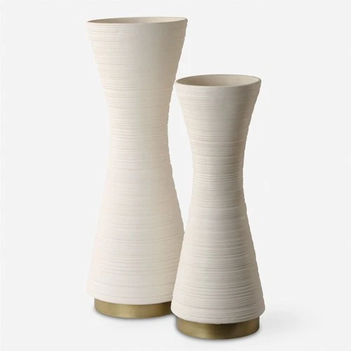 Uttermost 18142 Ridgeline Ceramic Decorative Vases - Set of 2 - Off White - Picture 1 of 3