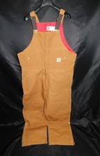 Vtg Carhartt 46 x 32 NWT Brown Quilt Lined Duck Bib Overalls R04 USA Made Zipper