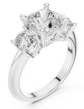 Kissen 3,4 kt im Labor gez&uuml;chteter Diamant Heiratsantrag UNISEX Ring 14 K...
