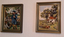 2 Gobelin Stickbilder antike Motive 48 x 37 cm mit Rahmen