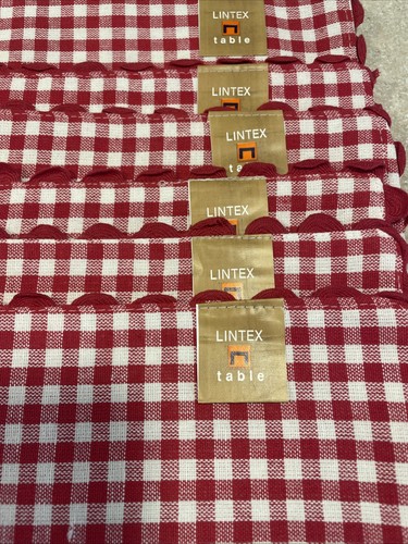 Tovagliette Assegno Bufalo Rosso e Bianco 13” X 19” Lotto di 6 Nuove Con Etichette Reversibili - Foto 2 di 5