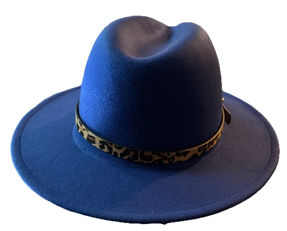 Sombrero Fedora Fieltro Estampado Animal Banda Borde Leopardo Azul Talla Única Unisex Foto 3 de 4