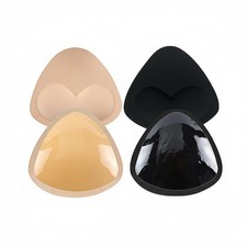 Happyupcity 2 Pairs Silicone Bra Pads Inserts Triangle Medium, Nude Black
