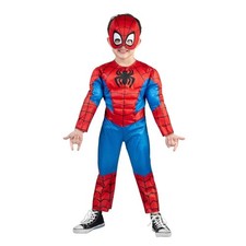 Spiderman Kids Muscle Chest Halloween Costume Jumpsuit Mask Toddler Boys 3t-4t Spiderman Kids Muscle Chest Halloween Costume Jumpsuit Mask Toddler Boys 3t-4t