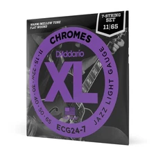 D Addario XL Chromes Jazz Light 7 String Electric Guitar Strings ECG24 11 65