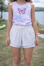 All in Motion size Large 10/12 Girl's 2-in-1 Athletic Mid-Rise White Shorts NEW