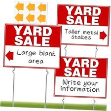 Yard Sale Signs Pack Yard Signs with Metal Stakes, 17x1Inch Double Sided 3