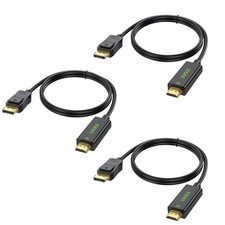 4K DisplayPort to HDMI Cable 3 Pack, 6 Feet Display Port DP to HDMI Cord 4K, ...