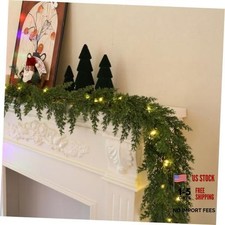 6FT Christmas Garland Real Touch Prelit Greenery Garland with Lights, Cedar