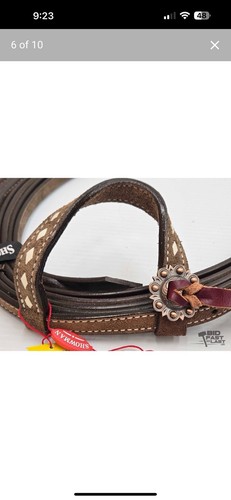 LEATHERRIDE Sangle d'éperon en cuir pour adultes avec matériel et boucle Marron