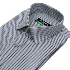 Men's Casual Office Dress Shirt Kent Collar Dark Grey Stripes End of Season Sale