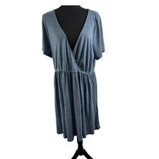 Shein Curve Faded Blue Wrap Style Elastic Waist Dress 2XL