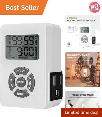 Versatile 3-Prong Plug-In Timer: Energy Saving & Repeat Cycle Functionality