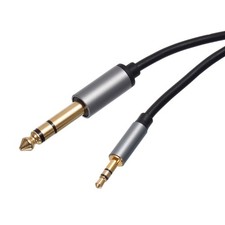 TRS Aux Cable 3.5mm Male to 6.5mm Male Audio HiFi Headphone Cord 3.3ft Grey