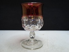 Vintage Cranberry To Clear Cordial Stem Glass...