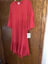 NWOT Lularoe XS Maureen Solid Red Flared sleeves and flared skirt