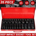 35X Impact Socket Ratchet Wrench Metric&SAE 8-32mm Metric Deep Socket 1/2"Drive