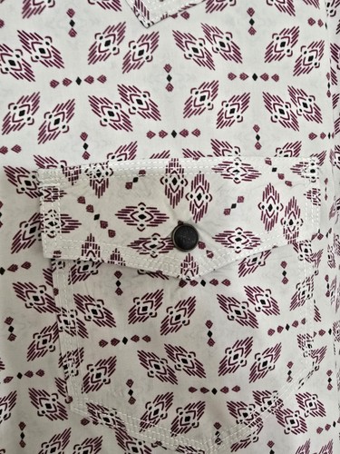 Moon Shine Spirits Shirt Mens Large White Red Western Pearl Snap Aztec Pattern - Picture 3 of 9