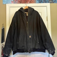 Carhartt Distressed Black Hooded Jacket 3xl