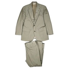 Vintage Brooks Brothers Suit Mens 44R 38x28 Green 100 Cotton 3-Button USA Made