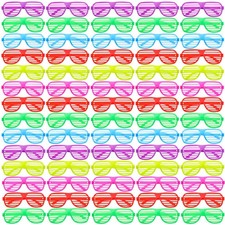 100 Pack Plastic Shutter Shades Glasses Bulk, 80's Style Slotted Shutter Shad...