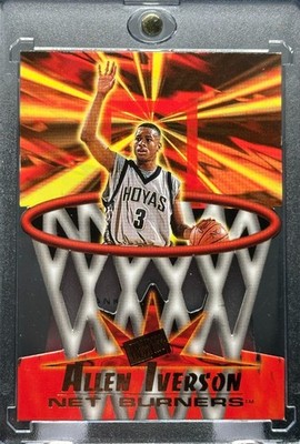 rare allen iverson cards ALLEN IVERSON ROOKIE RARE NET DIE-CUT INSERT SPORTS CARD GEORGETOWN 76ERS  MINT