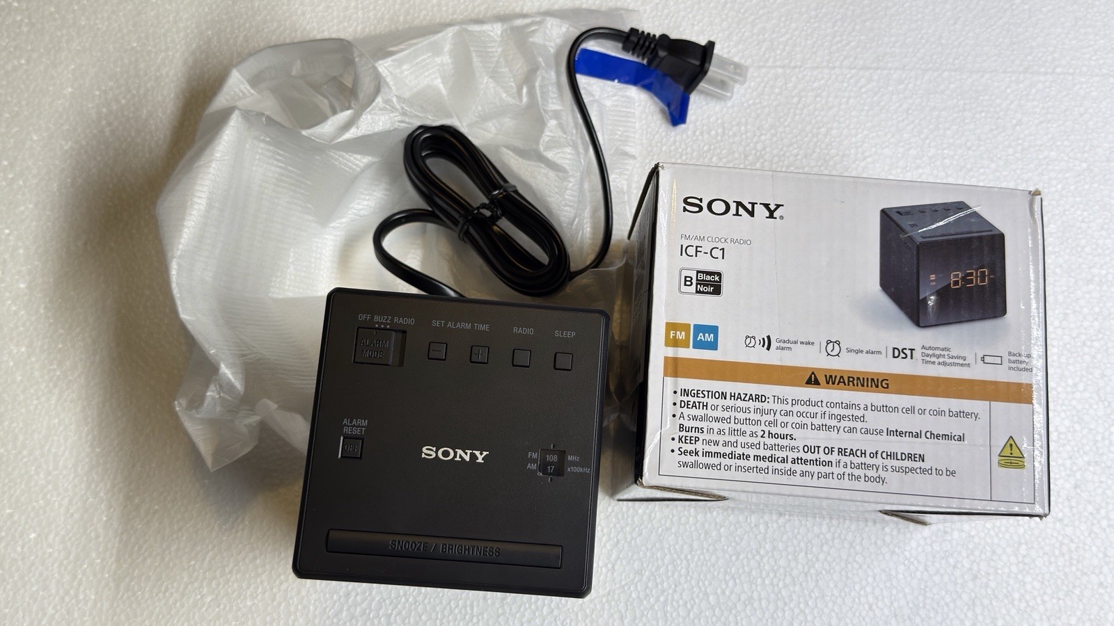 Sony ICF-C1 Desktop Alarm Clock AM FM Radio Black Sony ICFC1