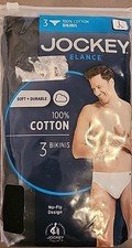Jockey Elance Bikini Briefs 3 Pack Black Mens Size Large 36-38 New Free Shipping