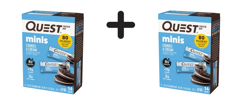 2 x Quest Nutrition Quest Mini Bars (14x23g) Cookies and Cream (85,33 EUR/kg)