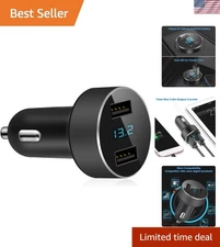 Lightweight USB Car Charger with Voltage Display - Dual Fast Charging Ports
