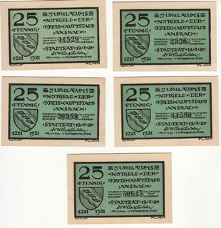 5 x 25 Pf Ansbach (G/M 35.1b / L 34.4) KN schwarz 4 5 mm