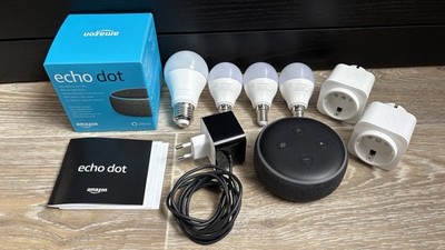 Amazon Alexa Echo Dot (3. Gen.), Anthrazit Stoff, Alexa-Starterset