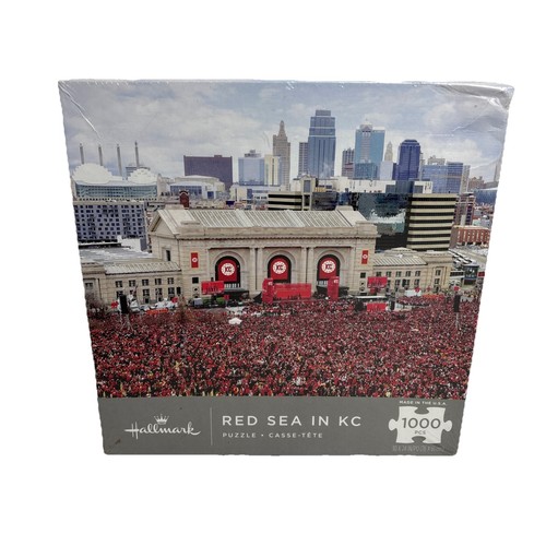 Sealed Hallmark RED SEA IN KC 1000 pc Jigsaw Puzzle KANSAS CITY CHIEFS Football - Picture 2 of 6