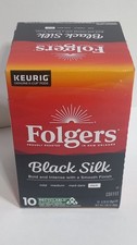 Folgers Black Silk Coffee K-Cup Pods - Dark Roast, Bold Smooth, 10 Count, Exp