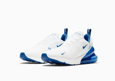 Size 9.5-Nike Air Max 270 Shoes White Royal Blue Sneakers | eBay