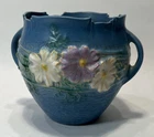 Roseville Art Pottery Blue Cosmos Pattern c. 1940 Jardiniere #649-5 GUC