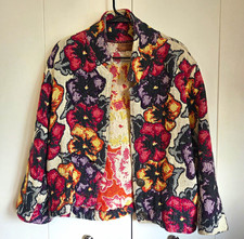 Vintage Painted Pony Tapestry Jacket Floral Pansy Grandmacore Cottagecore OS 90s