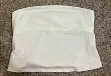 White Bandeau Strapless Sleeveless Pullover Cotton Women's Tube Top Casual