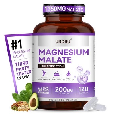 1350mg Magnesium Malate   Supplements with 120 Count (Pack of 1)