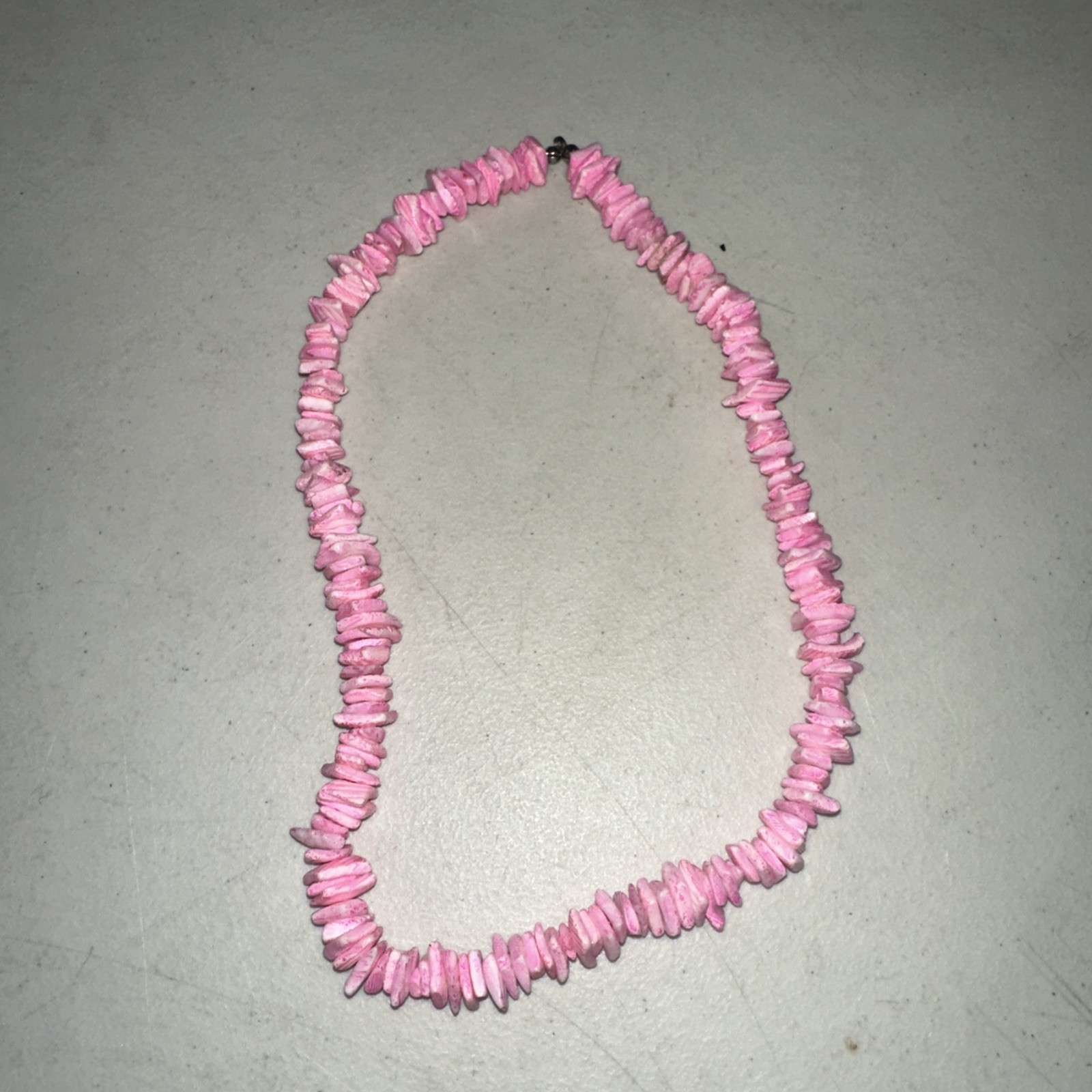 Vintage Pink White Chip Shell Surfer Pukka Choker Necklace Beach Jewellery