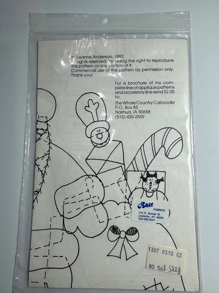 Vintage Pattern For Calico Claus The Whole Country Caboodle #126 1993 E22 appliq - Image 4 of 4