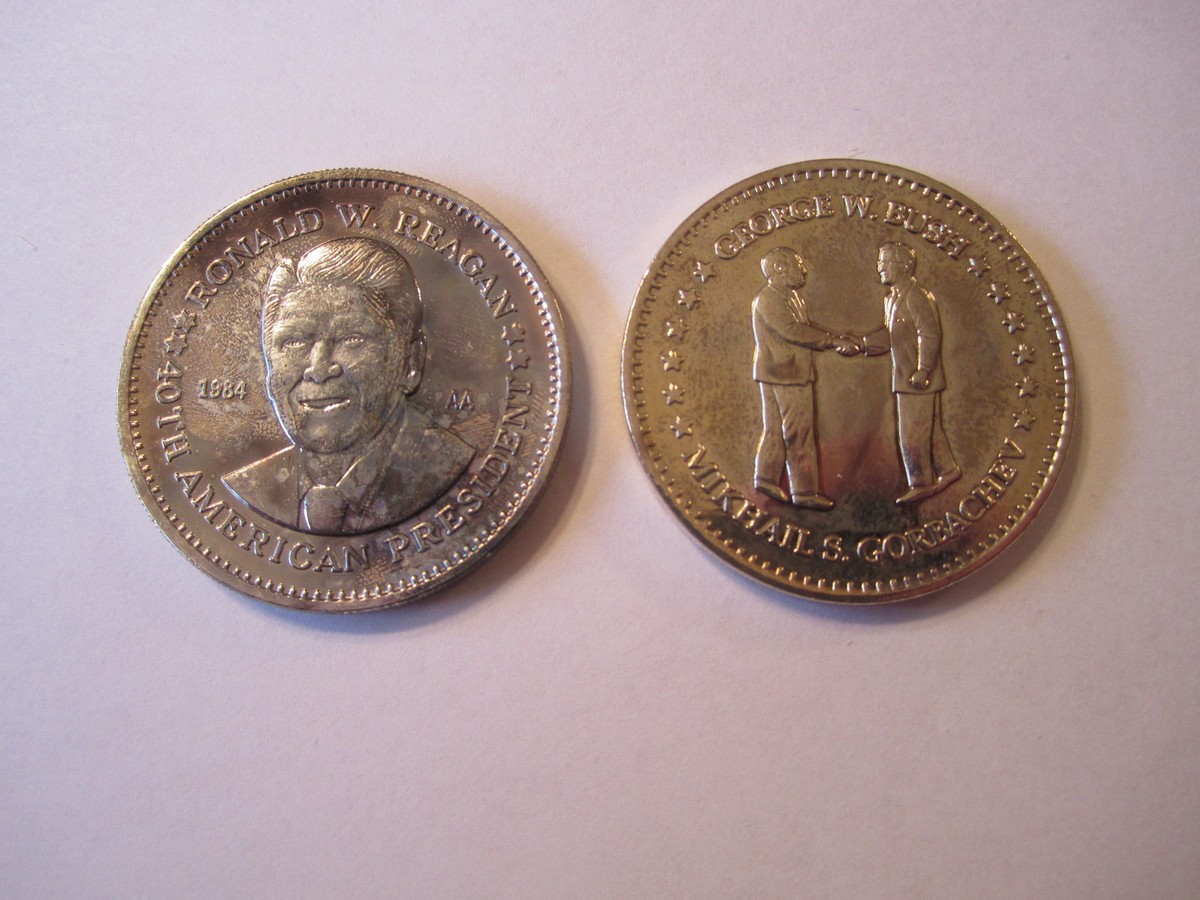 2) Double Eagle Medals, President Reagan, Bush & Gorbachev Nat'l