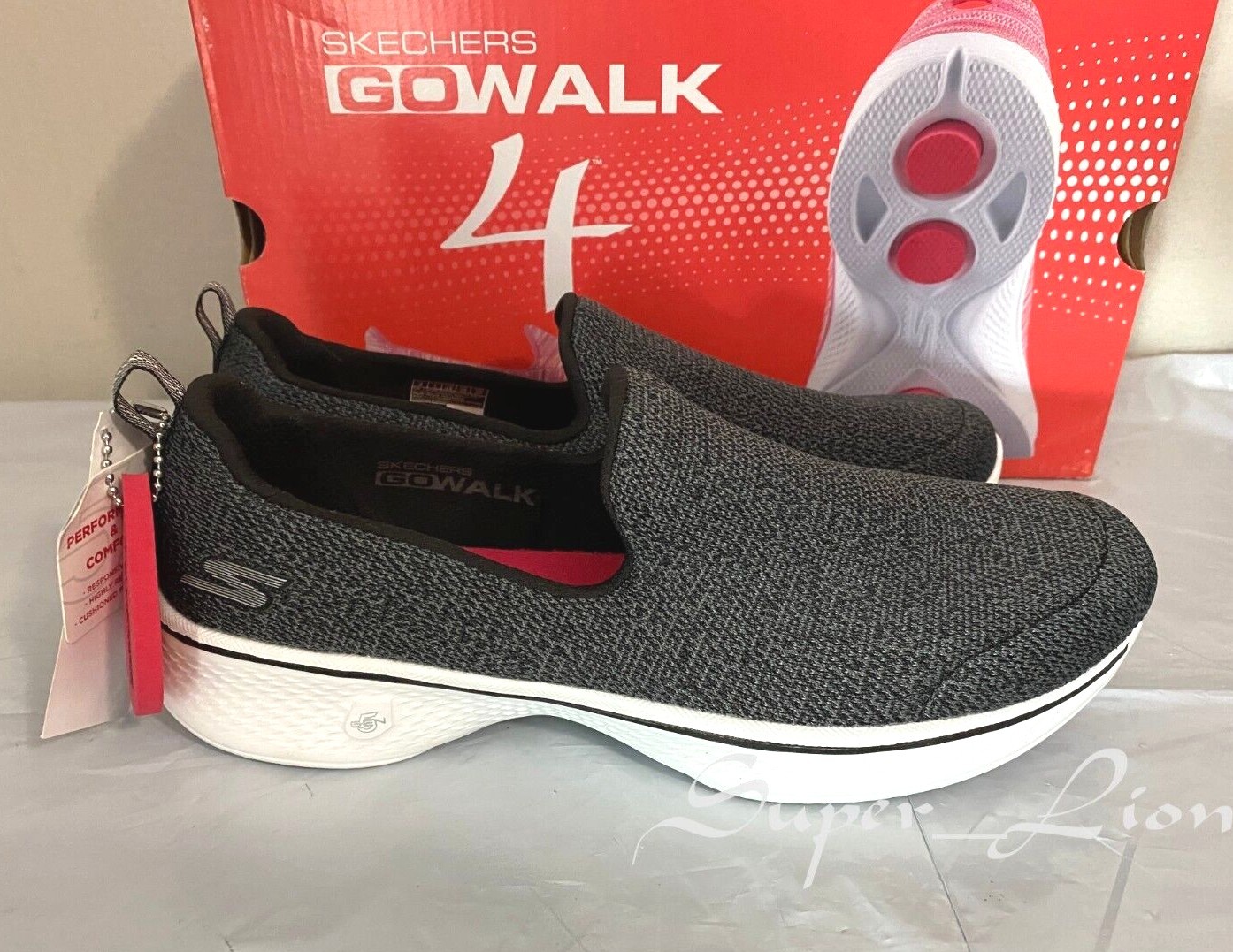 Skechers Women's GoWalk 4 Slip On Sneaker Shoes - SIZE 8 - Grey/Black -  2E_30 - ADJOVAN.COM