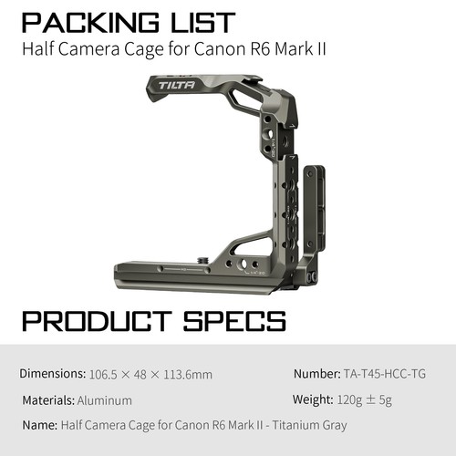 TILTA Half Camera Cage Case Stabilizer Holder Movie Making For Canon R6 Mark II - Picture 5 of 16