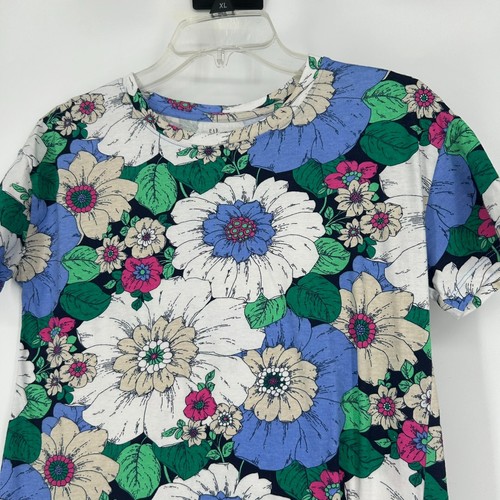 Gap Kids Floral Peplum Dress Tiered Blue Green Short Sleeve Girls Size XL 12 - Picture 2 of 9